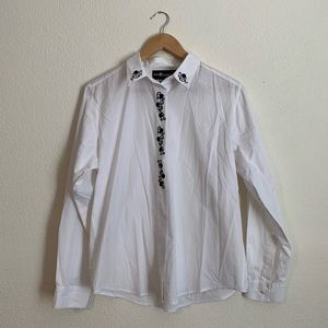 Sag Harbor White Embroidered Blouse Size 14